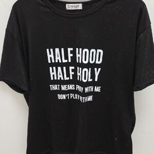 5/$25- Chaser Black Tee with White Label